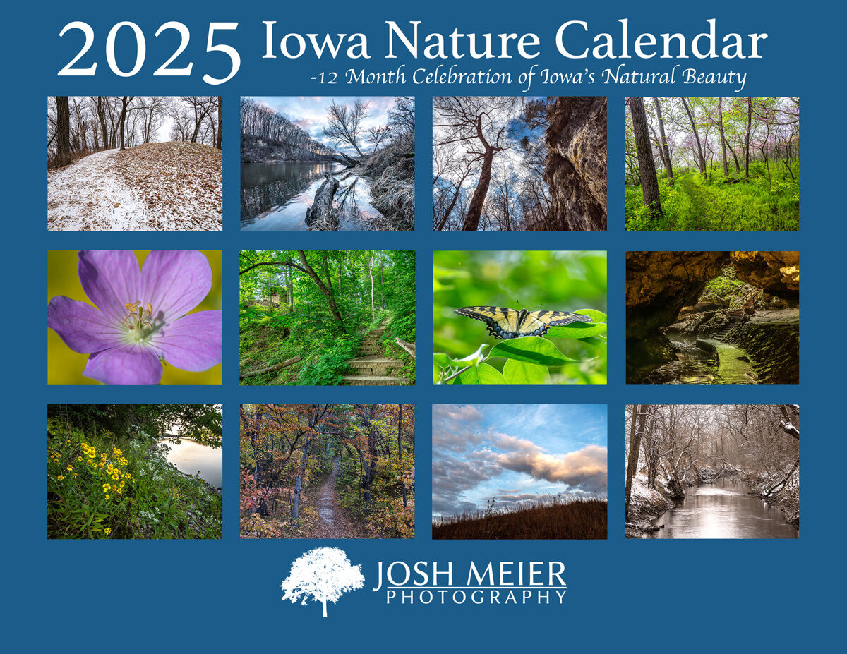 2025 Iowa Calendar back cover with preview of monthly images.
